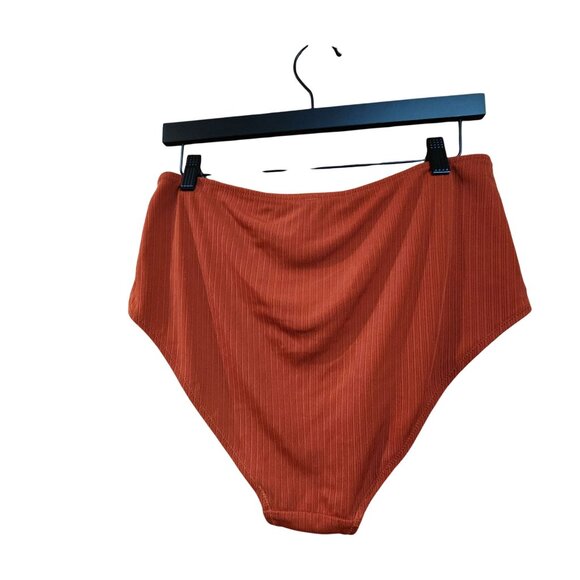Old Navy Womens High-Waisted Ribbed Bikini Bottoms Rust Orange Size L - Picture 2 of 4